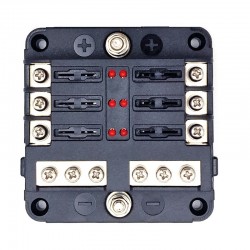 Box Socket Fuse Holder with LED 12V - 6 Slots